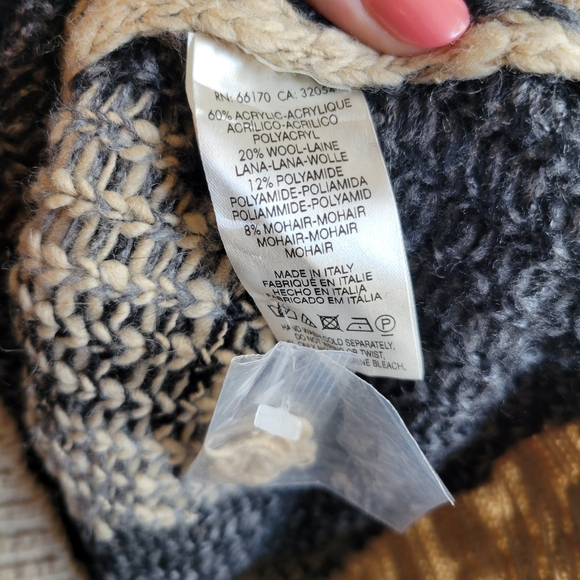 Sleeping on Snow Anthropologie Cabincore Baddie Wool Knit Sweater Black/Cream, S - Picture 4 of 5